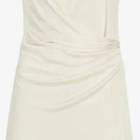 Express Swan Satin Cap Sleeve Ruched Side Dress SZ M - Picture 7 of 8